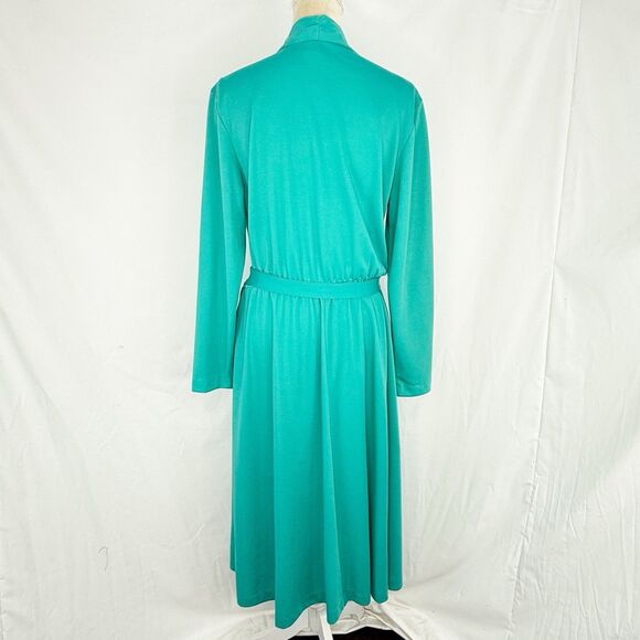 Antthony Richards Women Green Midi Dress V Neck Tie Waist Size 12 Vintage - Picture 4 of 16